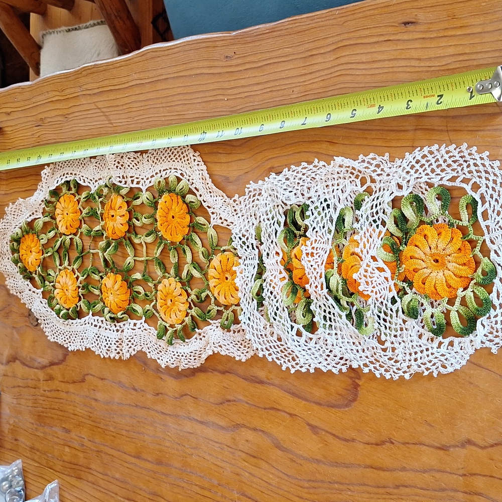 Vintage Doilies - 5 Piece Set of Handmade colorful Crochet Doilies